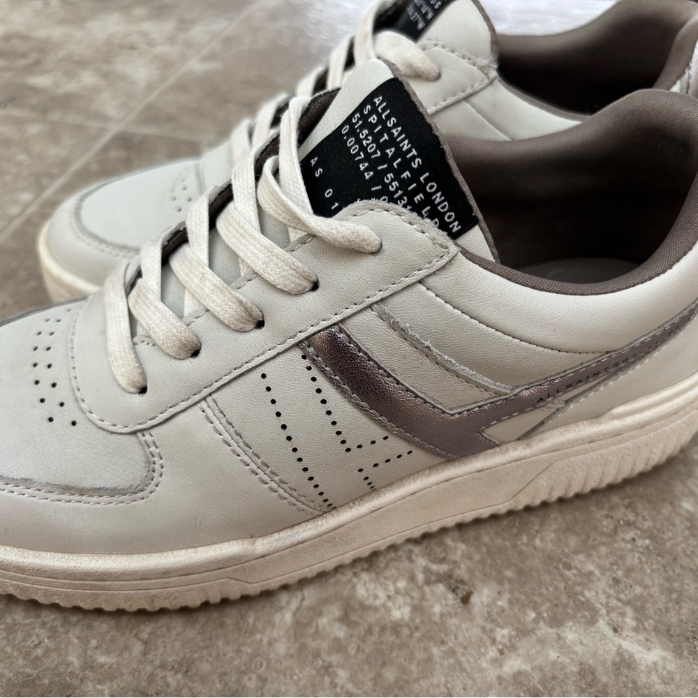AllSaints White and Silver Sneakers